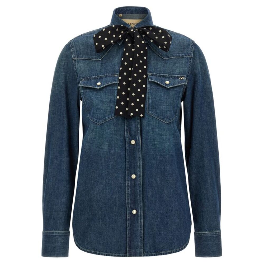 Valentino Garavani Blue Cotton Women's Blouse